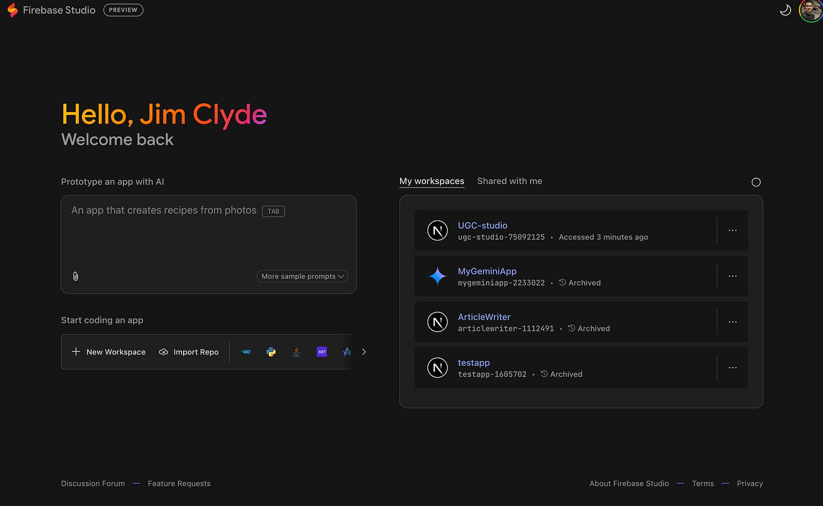 Firebase studio